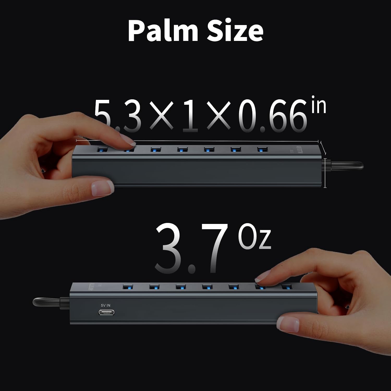 ABFCRTTW 4Ft 7-Port USB 3.0 Hub for Desktop – Aluminium USB Extender Hub 5Gbps, USB Multiport Adapter, USB Spl - view 8
