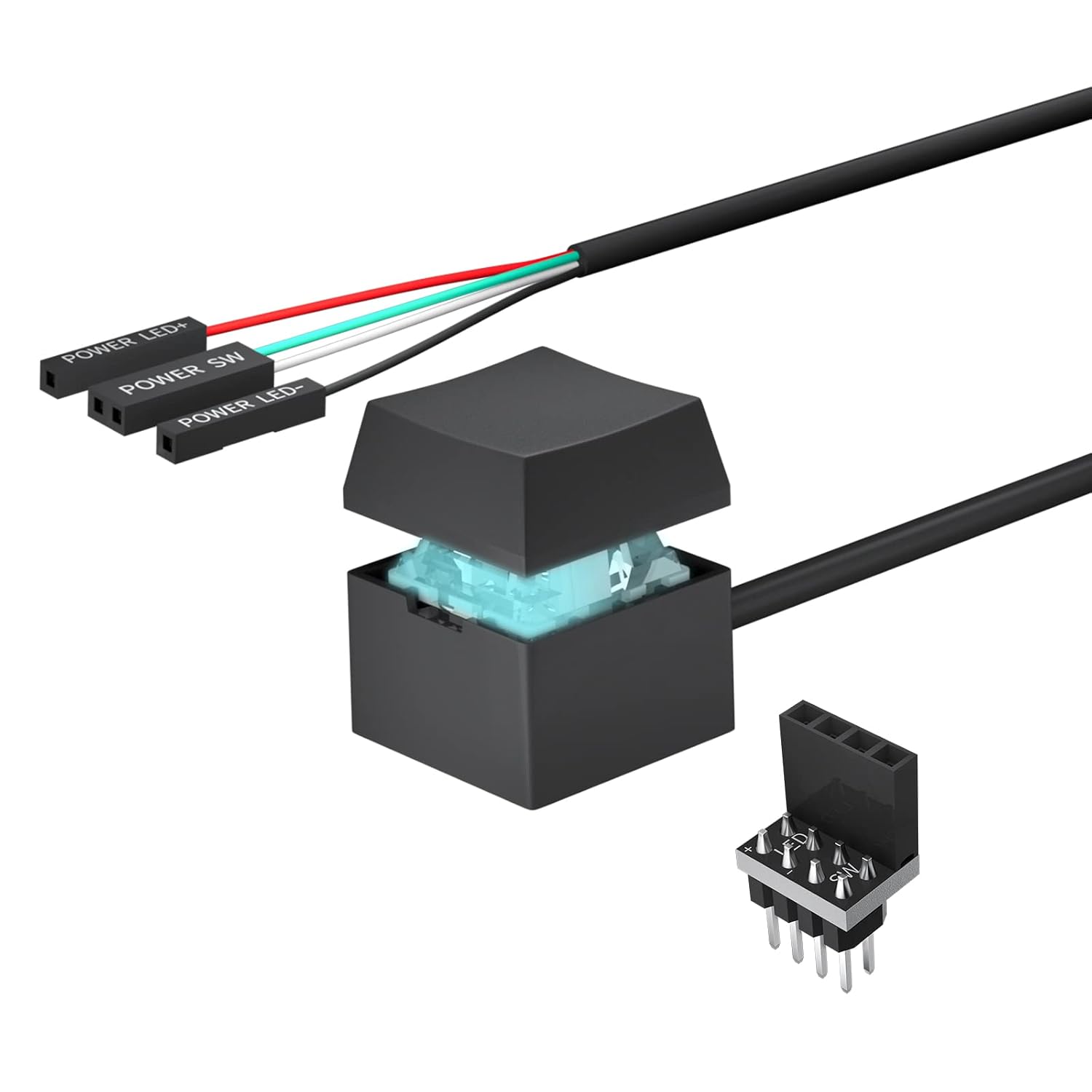 Desktop Computer PC Mechanical Power Switch: LED Power On/Off Button Extension for Motherboard Boot