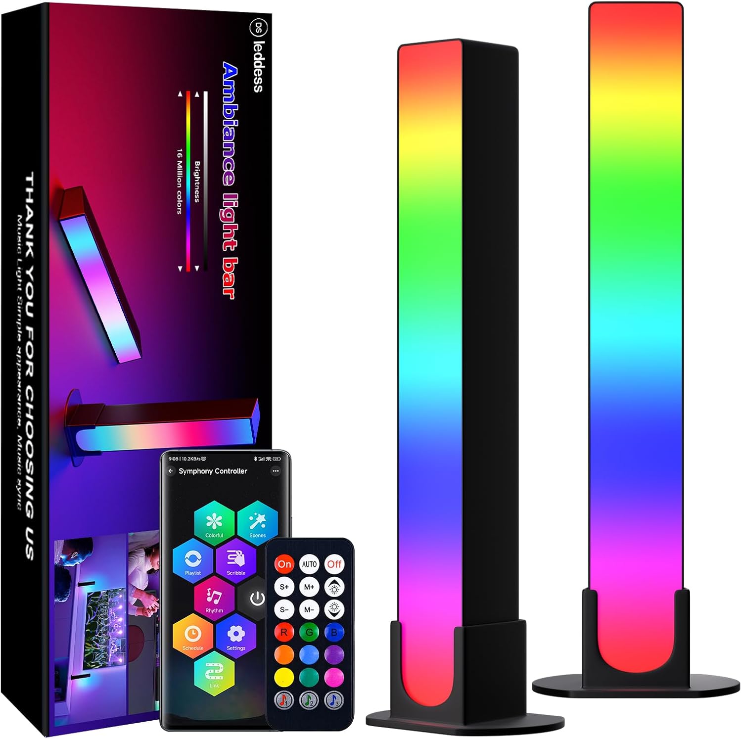 DS Smart LED Light Bars, Gaming Lights, Ambient Light, RGB TV Backlights with Scene Modes and Music Modes for