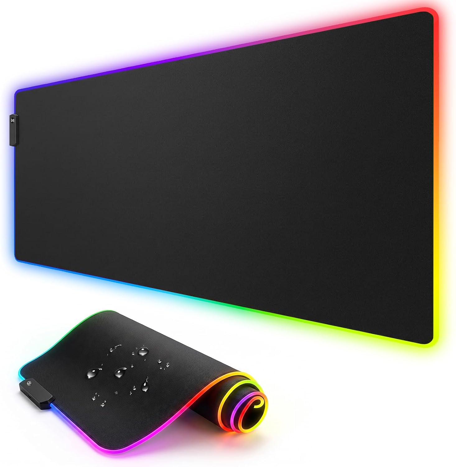 HUADO RGB Gaming Mouse Pad, 0.16 Inch Thickness, 31.5″ x 11.8″ Large Mouse Pad for Desk, 14 Light Modes Desk M