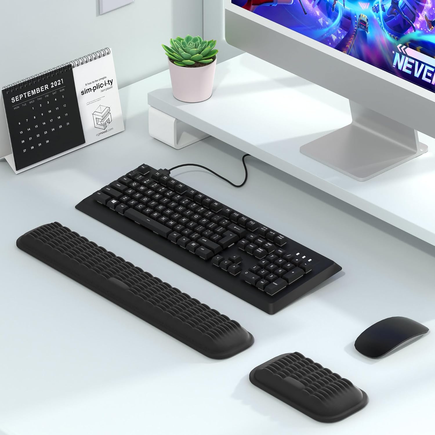 MEKASS Ergonomic Wrist Rest for Keyboard and Mouse, Soft Memory Foam Keyboard Wrist Rest Set with Non-Slip Sil - view 2