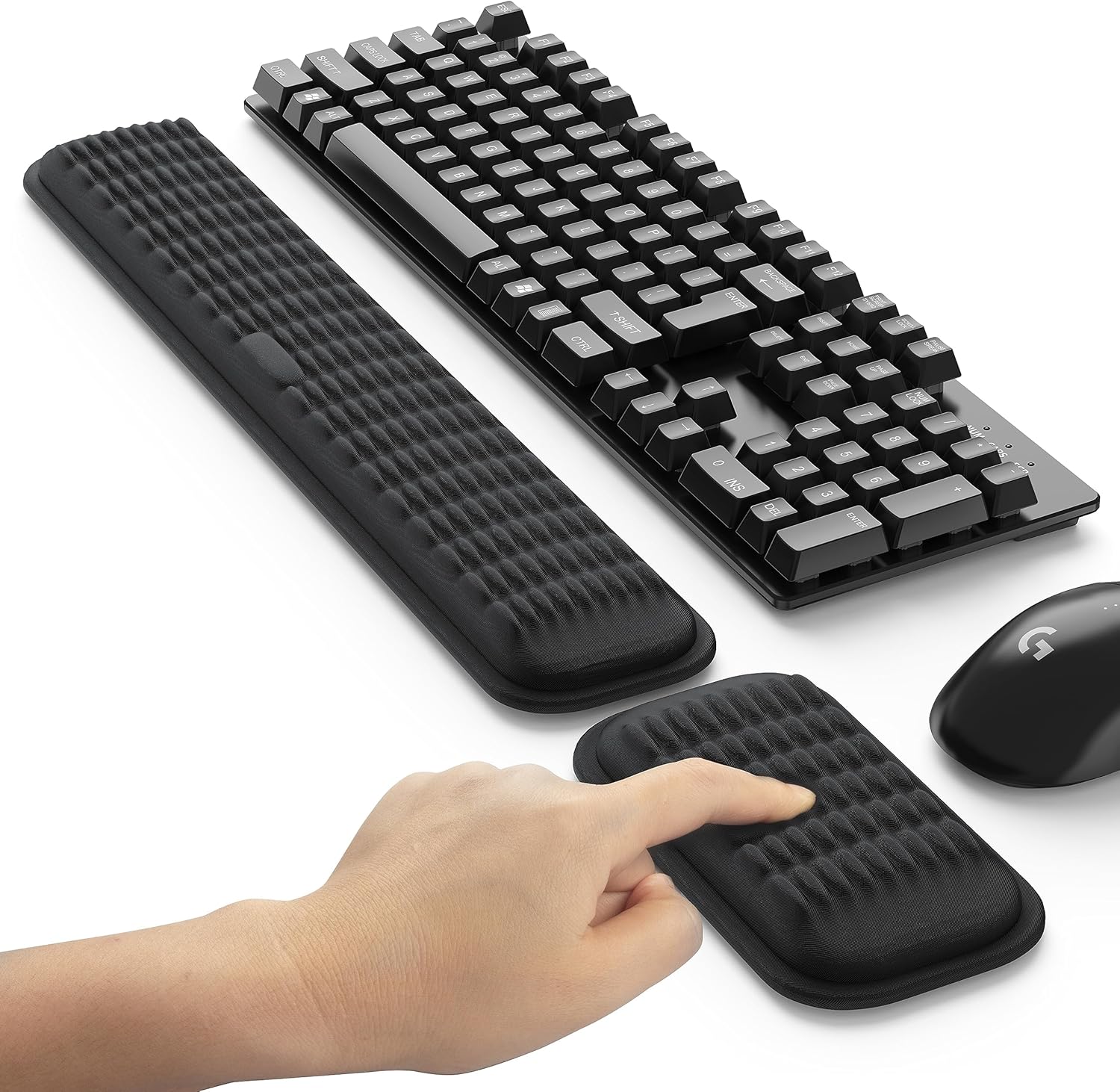 MEKASS Ergonomic Wrist Rest for Keyboard and Mouse, Soft Memory Foam Keyboard Wrist Rest Set with Non-Slip Sil