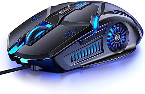 SMAIGE Gaming Mouse Wired,6 Buttons, 4 Adjustable DPI Up to 3200 DPI, 7 Circular & Breathing LED Light, Multif