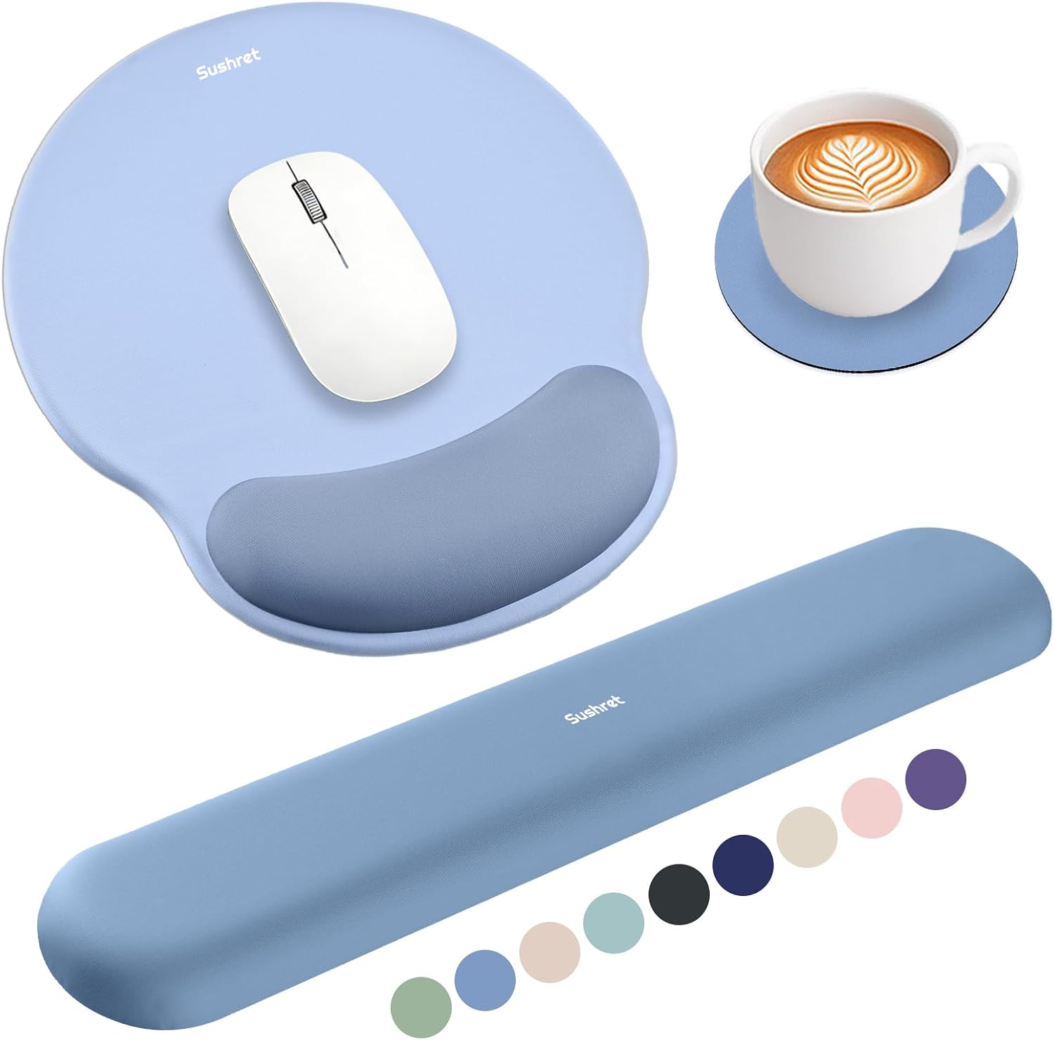 Sushret Mouse Pad and Keyboard Wrist Rest, 3-in-1 Gel Memory Foam Ergonomic Mouse Pad with Wrist Rest Set,Gami