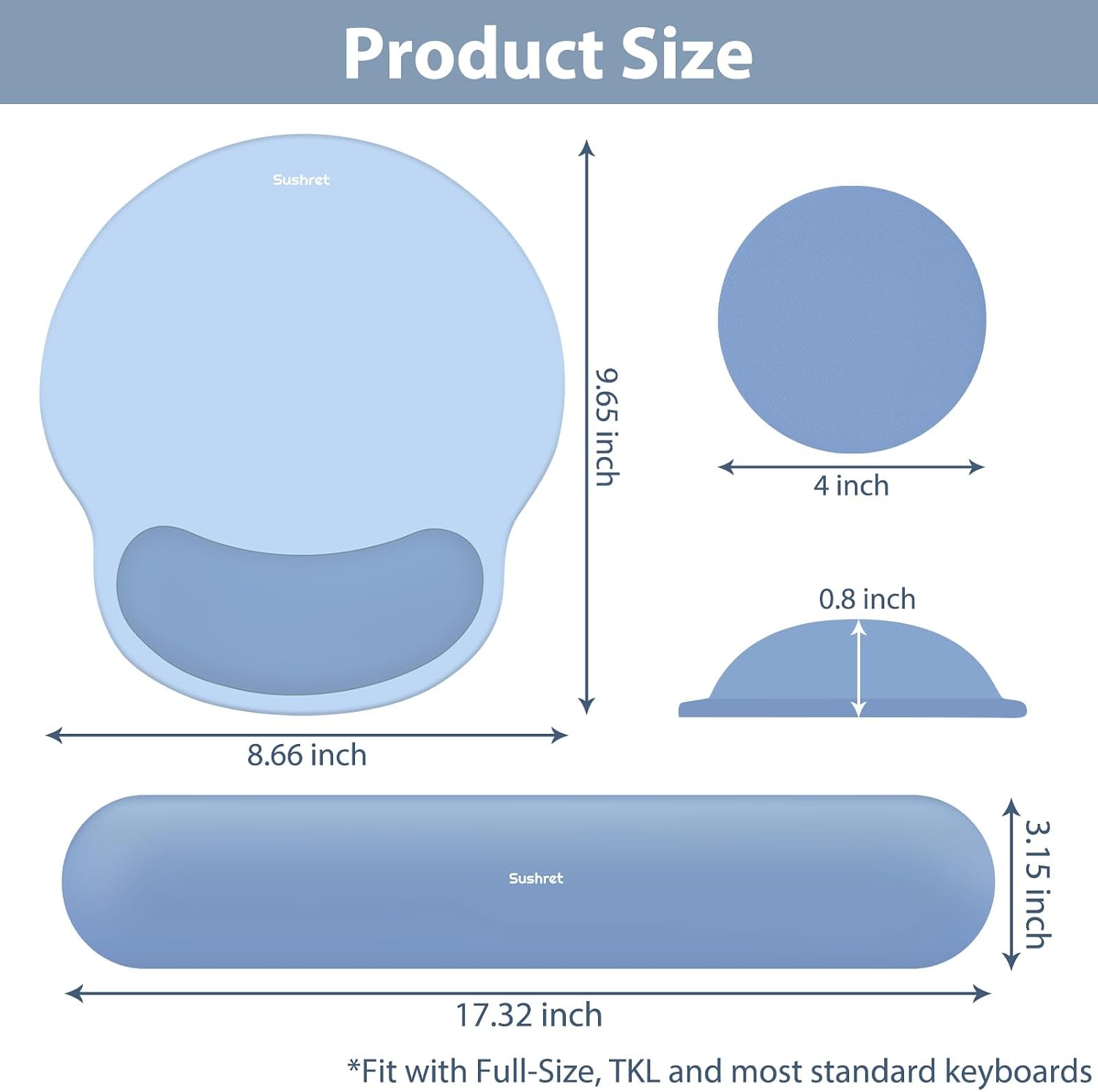 Sushret Mouse Pad and Keyboard Wrist Rest, 3-in-1 Gel Memory Foam Ergonomic Mouse Pad with Wrist Rest Set,Gami - view 2