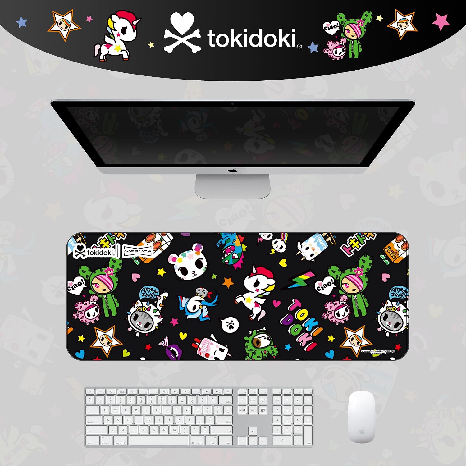 tokidoki Unicorno Large Mouse Pad, Black, 31.5L x 11.8W inches | Large Gaming Computer Mouse Pad, Extended Key - view 2